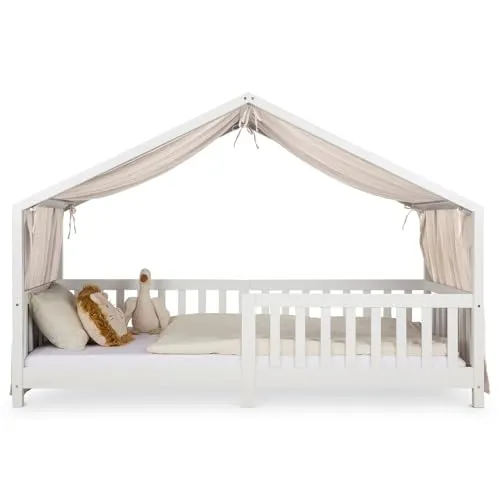 IDIMEX Betthimmel LIAN, Musselin Vorhang für Kinderzimmer - Beige Betthimmel aus 100% Baumwolle, ideal für ein gemütliches und stilvolles Kinderzimmer-Design.