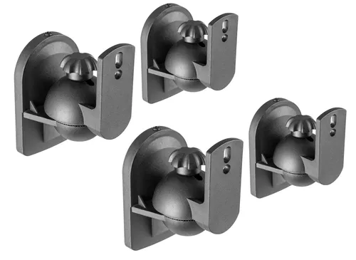 RICOO Lautsprecher Set Halterung schwenkbar neigbar LH028-B (4-er Set) Lautsprecher-Wandhalterung, (Set 4 Stk. Box Speaker Halter schwarz, 4-tlg., 4x universal Wandhalter für Lautsprecher Boxen schwenkbar neigbar, 4x Lautsprecher Wandhalterungen 2,5 kg Belastbarkeit 6,4 x5 x 8,8 cm), Schwarz