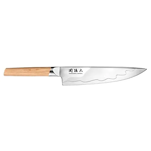KAI Seki Magoroku Composite Kochmesser 20 cm - Handgefertigt in Japan - Kochmesser aus SUS420J2 und VG 10 Stahl, mit exquisitem Pakkaholzgriff. Ideal für Fleisch, Fisch und Gemüse - vereint traditionelle Handwerkskunst und moderne Technologie.