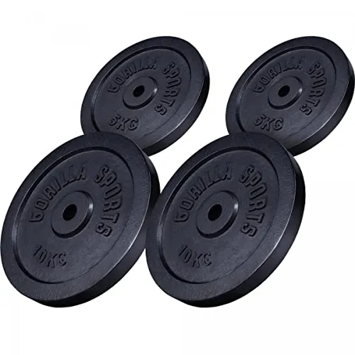 GORILLA SPORTS® Hantelscheiben - Gusseisen Gewichte für Hanteltraining - Hantelscheiben aus robustem Gusseisen in 9 Gewichtsklassen von 0,5 bis 30 kg. Ideal für vielseitiges Krafttraining mit Standard-Gewichtsstangen, perfekt für Home-Gym und Fitness-Studios.