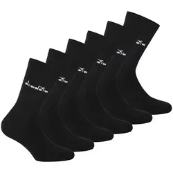 Diadora Unisex Socken, 6er Pack - Sportsocken, Baumwolle, Logo, einfarbig Schwarz 43-46