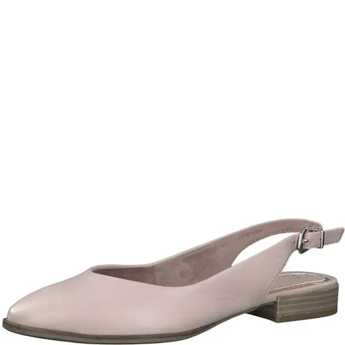 MARCO TOZZI Damen Slingpumps mit Verstellbarem Riemen aus Leder, Beige (Nude), 38 EU