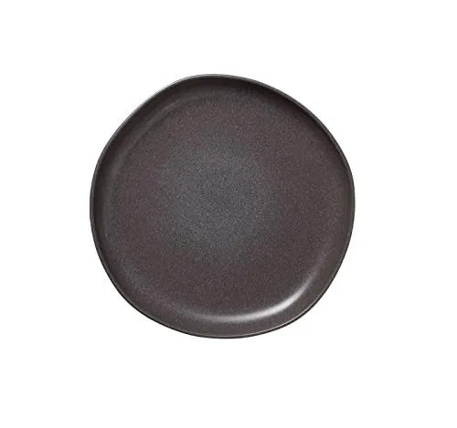 ROCKZZERO ORGANIC Flachteller STONE GREY Ø 22 cm - Hochwertiger Steinzeugteller aus Portugal, mit einzigartiger unregelmäßiger Form für einen modernen Tischstil.