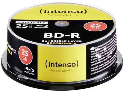 Intenso 5101114 Blu-ray BD-R SL Rohling 25GB 25 St. Spindel Bedruckbar