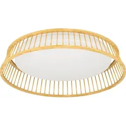 EGLO LED Deckenleuchte Luppineria - Moderne runde Deckenlampe aus Kunststoff und Bambus, ideal für Wohnzimmer, Schlafzimmer und Flur. Sie bietet warmweißes Licht (20W, 3000K) und sorgt für eine gemütliche Atmosphäre.