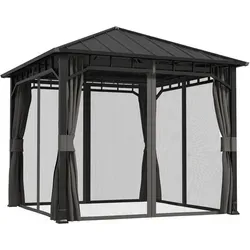 Stabiler 3 x 3 m Gartenpavillon mit Seitenteilen - Wasserdichter und UV-geschützter Pavillon für den Außenbereich, ideal für Feste und Gartenpartys. Mit Moskitonetz und robustem Metallrahmen für optimale Stabilität.
