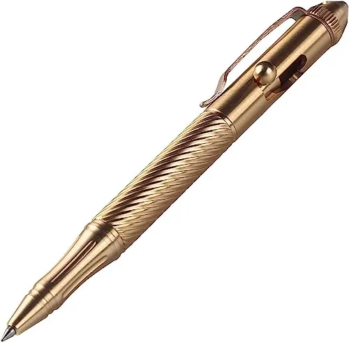 SMOOTHERPRO Massiver Messing Kugelschreiber | Bolt Action Metall Stift Kugelschreiber Edelstahlclip | für Business Büro EDC Signatur | Farbe Natur (BTA971)