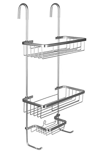 MT MALATEC Duschablage zum Hängen ohne Bohren - Duschkörbe & Duschablagen - Hochwertige, rostfreie Aluminium-Duschablage mit 3 Ablagen, modernes Design und einfache Montage ohne Bohren.