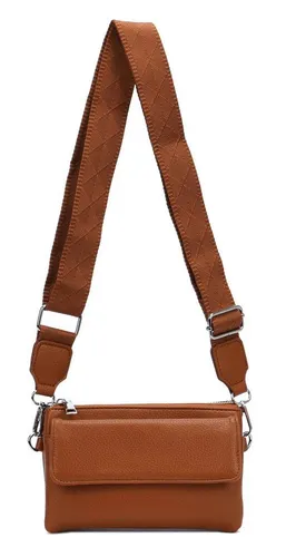 ITALYSHOP24 Geldbörse Damen Umhängetasche CrossBody Brieftasche Geldbörse Handytasche Reise (Tasche mit einem breitem Muster Stoffgurt/Umhängeband), Bodybag Cross Bag Schmucktasche Brieftasche Clutch Abendtasche