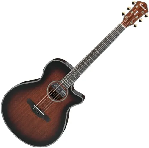 Ibanez AEG74-MHS Mahogany Sunburst - AEG-Serie, hochwertige Sapele-Decke und Bocote-Boden, ideal für strahlenden Klang und komfortables Spielgefühl, perfekt für Musiker jeden Levels.