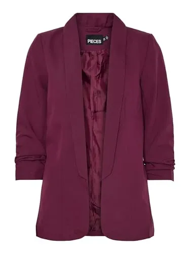 PIECES Damen Pcboss Noos 3/4 Blazer in Grape Wine von PIECES