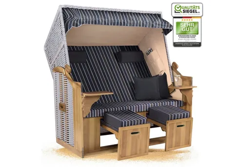 Strandkorb Hanse Strandkorb Strandkorb Ostsee XXL 2,5-Sitzer Volllieger Beige Anthrazit, BxTxH: 150x80x160 cm, Ostsee XXL Volllieger, Ostsee 2,5-Sitzer Modell 2025, Stabiles Wacholder mit handgefertigtem Polyrattangeflecht