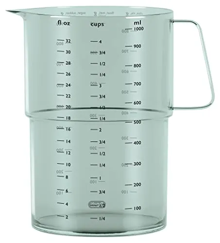 Rosti Mensura Messbecher 1L, Messbecher Küche 1000 ml aus SAN-Kunststoff, mit Griff und Ausguss, Verträgt Kochendes Wasser, Nordic Green