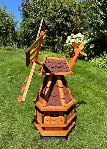 Windmühle kugelgelagert mit Solarbeleuchtung, 80 cm