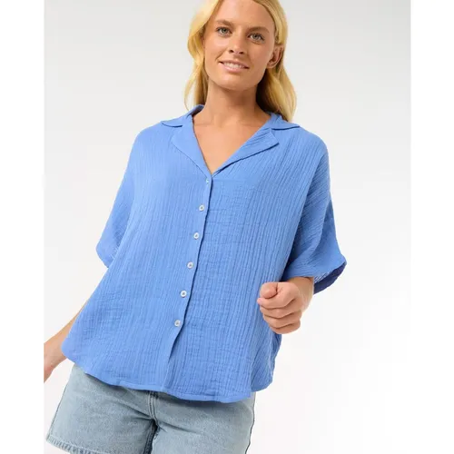 Rip Curl Women's Premium Surf S/S Shirt - Stylish Bluse in Blau - Blusen aus 100% Baumwolle, perfekt für Freizeitaktivitäten. Entdecke die besten Angebote von Rip Curl bei Bergfreunde.de!