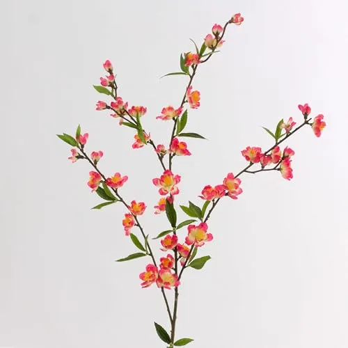 artplants.de Künstlicher Kirschblütenzweig, 42 Blüten, 39 Blätter, Creme