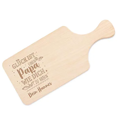Herz & Heim® Praktisches Vatertagsgeschenk – Frühstücksbrettchen mit Gravur - Glück ist einen Papa wie dich zu haben!
