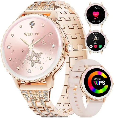 HIRREO FV26-E Smartwatch (3,3 cm, android ios), Damen Smartwatch mit 1.27 Zoll HD Display Sportmodi