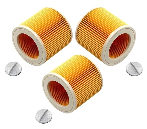 BAYLI Staubsaugerbeutel 3er Set - Kärcher Patronenfilter 6.414-552.0 inkl. Verschlussschraube