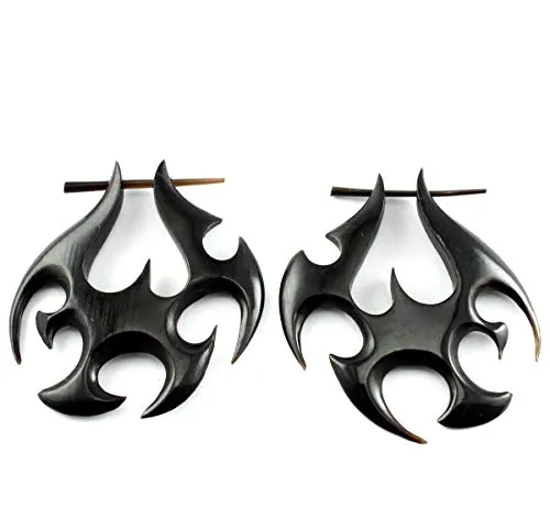 ISLAND PIERCINGS Ohrringe Hänger aus Horn schwarz Handarbeit ER181