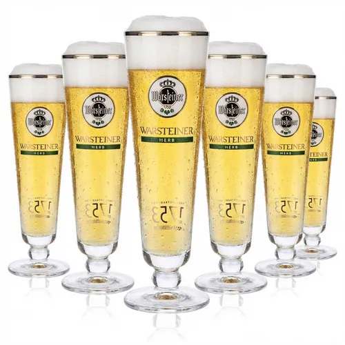 6x Warsteiner Bier Glas Gläser 0,2l Pokal weißes Logo
