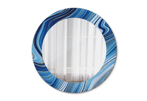Tulup Badspiegel mit Aufdruck - Rund Ø60cm in Blau - Eleganter runder Hängespiegel mit einem Durchmesser von 60 cm. Ideal für das Bad, bringt er einen modernen Akzent und verleiht jedem Raum eine stilvolle Note.