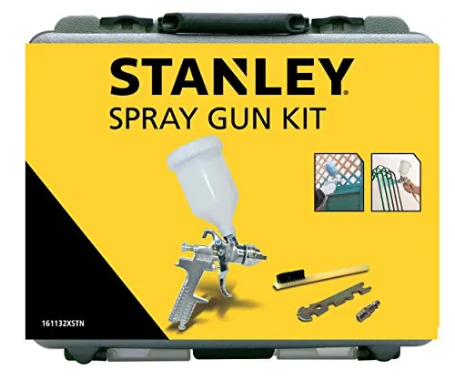 Stanley Zubehör für Luftkompressoren Spritzpistolen Set nylon, 161132XSTN - Luftkompressoren-Zubehör: Praktisches Set mit Druckluft-Farbspritzpistole und Tragekoffer für exaktes Arbeiten, ideal für präzise Farbaufträge.