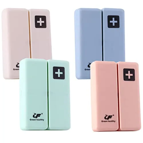 EACHPT Tablettenbox 7 Tage,4 Stück Pillendose 7 Fächer Tragbarer Medikamentenbox,BPA-frei Tragbarer Pillenbox,Magnetische Faltbare Pillendose für Tägliche und Reise Medikamentenbox Vitamine Fischöle
