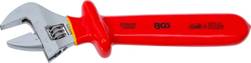 BGS VDE-Rollgabelschlüssel | SW max. 34 mm - VDE-zertifizierter Rollgabelschlüssel aus Chrom-Vanadium-Stahl, ideal für Elektroarbeiten, Länge 200 mm, verchromte Oberfläche für hohen Korrosionsschutz.