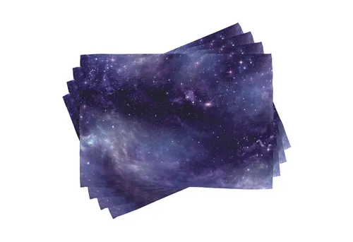 Abakuhaus Platzset Waschbare Stoff Esszimmer Küche Tischdekorations Digitaldruck, (4-teilig, 4-St., Set aus 4x), Aubergine Himmel, Weltall, Sterne Gloomy