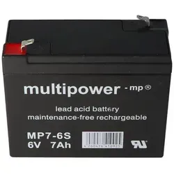Multipower MP7-6S, WP7-6S Akku Blei PB 6Volt 7Ah - Akkus, leistungsstarker 6V 7Ah Bleiakku, ideal für Spielzeug, Notbeleuchtung und andere Anwendungen.