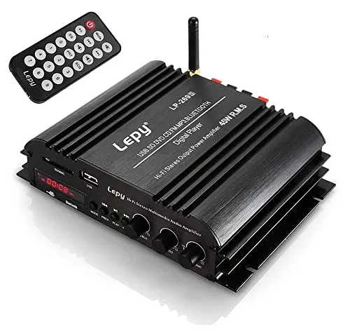 Fasizi LP-269S Bluetooth-Verstärker, 2-K, HiFi-Stereo, 45 W, Multimedia-Player mit 5 A Netzteil für Auto, Motorverstärker, Schwarz