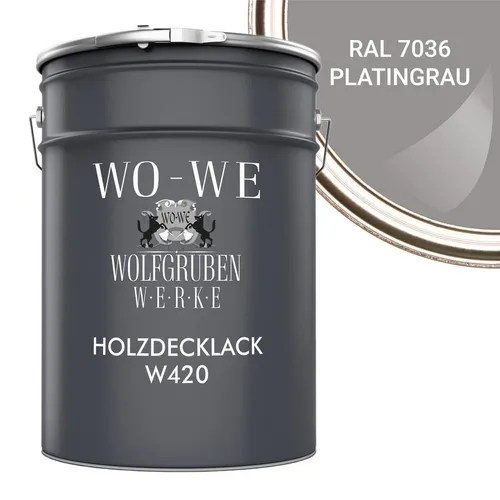 WO-WE Holzfarbe Holzlack Wetterschutzfarbe Außen & Innen - Platingrau RAL 7036 - Hochwertige Holzschutzfarbe für Innen und Außen: Verleihe Holzoberflächen mit dieser vielseitigen Farbe ein langlebiges Finish. Einfache Verarbeitung und schnelle Trocknung für perfekte Ergebnisse.