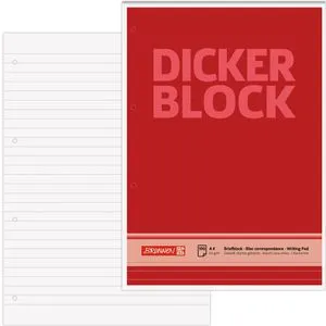 Brunnen Briefblock 1052787, Der dicke Block, A4, 60g/qm, 4-fach gelocht, 100 Blatt, liniert