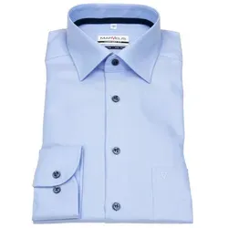 MARVELIS Businesshemd Comfort Fit bügelfrei Kentkragen Kontrastknöpfe blau 39