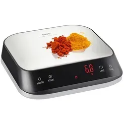 Gefu Elektrische Preziso - Digitale Küchenwaage - Küchenwaage mit Zuwiegefunktion und digitaler Anzeige, perfekt zum präzisen Backen und Kochen, inklusive Batterie und Timerfunktion für optimale Ergebnisse.