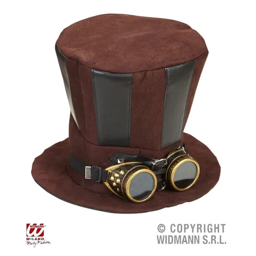Steampunk Hut mit Schweißerbrille Erwachsene Zylinderhut für Fasching Karneval
