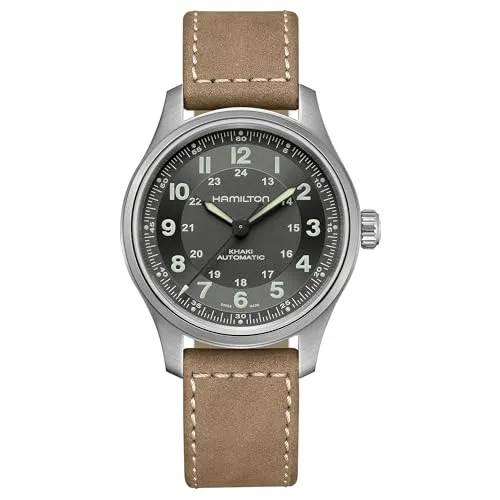 Hamilton Khaki Field Automatisch Titan Uhr H70545550 - Armbanduhren für Herren mit automatischem Uhrwerk, Saphirglas und 100 m Wasserdichtigkeit – perfekt für Abenteuer und den Alltag.