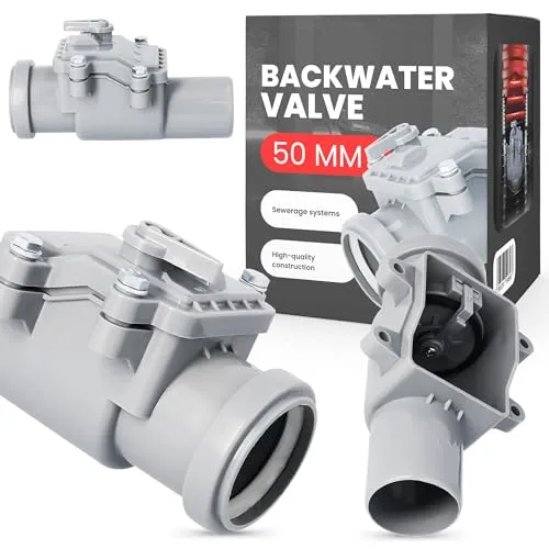Produktbild Rückstauklappe dn 50 PVC Abwasser Rückstauventil Rückstauverschluss Rückschlagklappe mit Verriegelbarer Rattenschutz für Abwasserrohr Abfluss