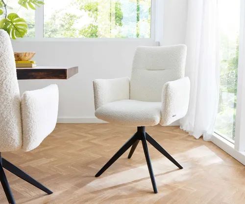 DELIFE Polsterstuhl Jova-Flex, 360° drehbar mit Armlehnen in weiß von Delife