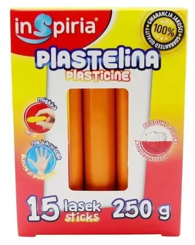 Plastelina pomarańczowa 15 lasek 250g InSpiria 5902414009882