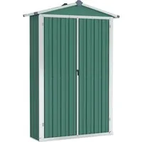 vidaXL Gerätehaus Grün 116x45x175 cm aus verzinktem Stahl - Geräteschuppen mit robustem Design, ideal für die wetterfeste Aufbewahrung von Werkzeugen und Gartenmöbeln. Aus verzinktem Stahl für minimale Wartung und Langlebigkeit.