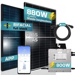 SUNNIVA Balkonkraftwerk 1144W/800W - Komplettset mit WIFI - Balkonkraftwerk: Effizientes, genehmigungsfreies Solarsystem mit Bifazialen Solarmodulen für bis zu 30% mehr Energieertrag. Plug & Play Installation für sofortige Nutzung!