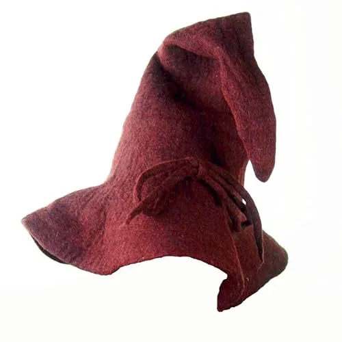 Leonardo Carbone® Unisex Mittelalter Zaubererhut Merlin - Rot, 100% Wolle - Erlebe die Magie mit dem Zaubererhut Merlin aus hochwertigem Wollfilz. Ideal für Kostüme, LARP und Karneval. Perfekte Ergänzung für dein mystisches Outfit!