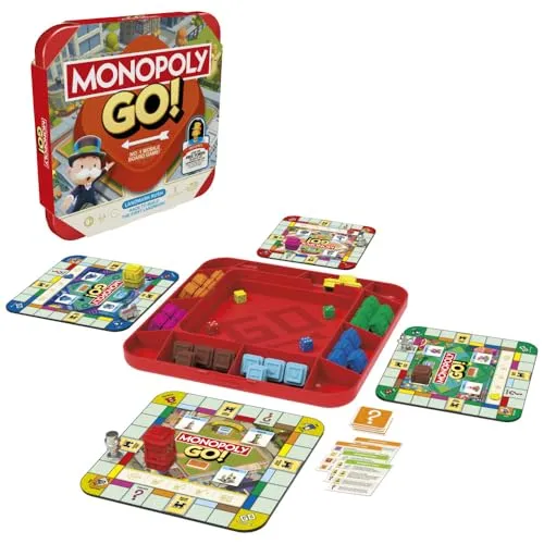Hasbro Gaming Monopoly GO! Strategiespiel für Kinder ab 8 Jahren, für 2-4 Spieler, Familienfeierspiele für Kinder und Erwachsene