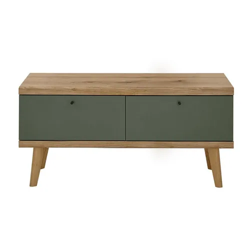 Lomadox Lowboard AVEZZANO-61 - Modernes TV-Lowboard in Eiche Nb. mit grünem Akzent, 107 cm, bietet stilvollen Stauraum und passt perfekt in dein Wohnzimmer.