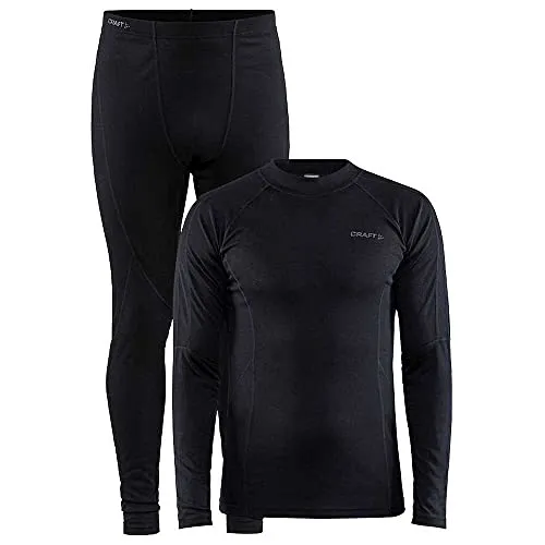 Craft Core Warm Baselayer SET Men black (999000) M - Funktionsunterwäsche für Herren, ideal für winterliche Aktivitäten mit optimaler Wärme bei -10°C bis 0°C und angenehmem Tragegefühl dank weichem Jersey.