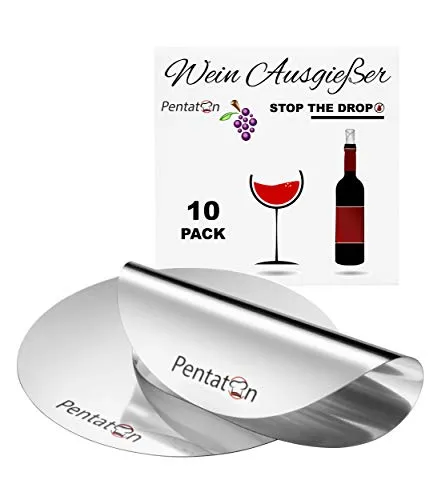 Pentaton Wein Ausgießer, Einschenkhilfe für tropffreies Einschenken, Wiederverwendbare tropffreie Weinausgießer Plättchen (10 Pack)
