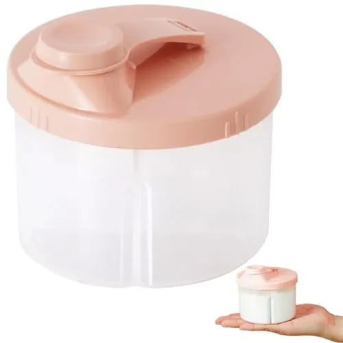 Zephyra Milchpulver Portionierer Baby,Milchpulver Aufbewahrungsbox,Tragbarer Milchpulver-Kasten,Milchpulverspender mit 4Fächern,Milchpulver Spender Drehbarer Deckel für Einkaufen,Reisen,Rausgehen,Pink