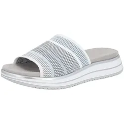 Remonte Pantolette mit Keilabsatz, hellblau kombiniert - Pantoletten mit praktischem Elastikeinfass und gepolstertem Softfußbett für optimalen Tragekomfort, ideal für den Sommer!